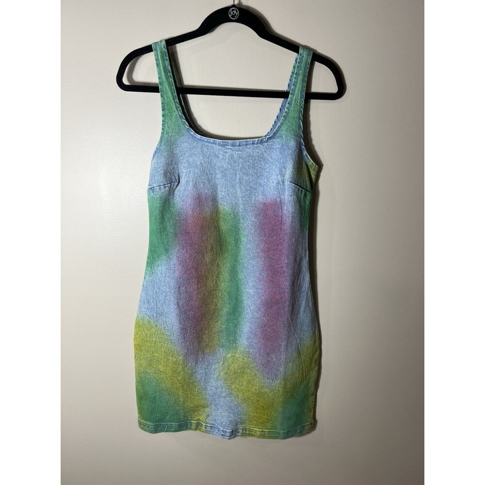 Derek Heart Spray Paint Jean Dress Juniors Large 80’s Madonna Punk Rock NEW
